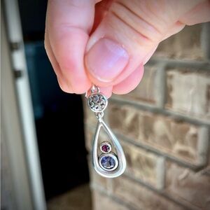 Brighton Silver Teardrop Earrings with Crystal Accent